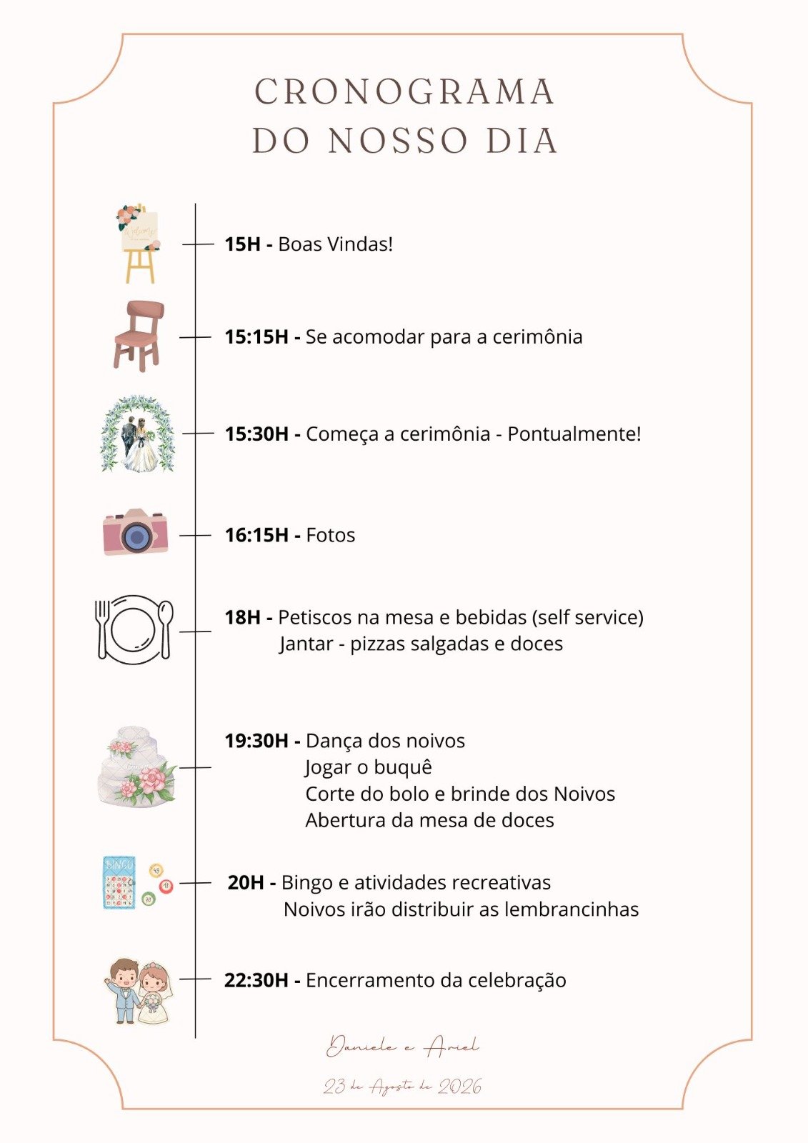 Cronograma do casamento